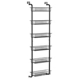 Garvee Organisateur suspendu de porte à 6 paniers, étagère à épices sans perçage, pour cuisine, salle de bain et garde-manger, noir, 39 × 27 × 160 cm