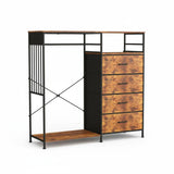 Garvee Armoire dressing chambre adulte avec 6 tiroirs, éclairage LED, station de charge, cadre en fer robuste, bois marron, 49.2x15.8x119,9 cm - Brown