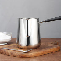 Casserole Garvee Pentolino en acier inoxydable avec poignée thermo-réfléchissante, graduation, bec verseur, répartition de la chaleur sur 3 niveaux pour la cuisson et la préparation du café, plusieurs tailles, argent