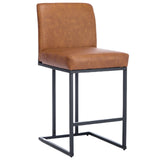 Garvee Tabourets de Bar 24" PU Cuir Moderne avec Dossier, Coussin Épais, Cadre Métal Noir pour Cuisine et Bar - 