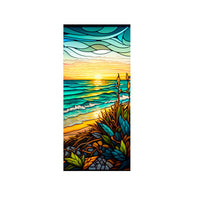 Film pour fenêtre en PVC Garvee, motif coucher de soleil sur la mer, 45 x 100 cm, coloré, non adhésif et réutilisable pour salon et bureau.