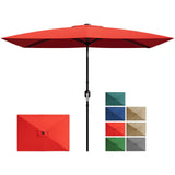 Garvee Parasol Rectangulaire 3 x 2 m Rouge, Protection UV, Toile Déperlante, Acier Renforcé, Manivelle, Design Ventilé pour Jardin et Piscine - Rouge