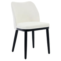 Ensemble de 2 chaises de salle à manger Garvee en lin, avec assises rembourrées et pieds en bois, pour cuisine et café, blanc cassé, revêtement ergonomique, style moderne