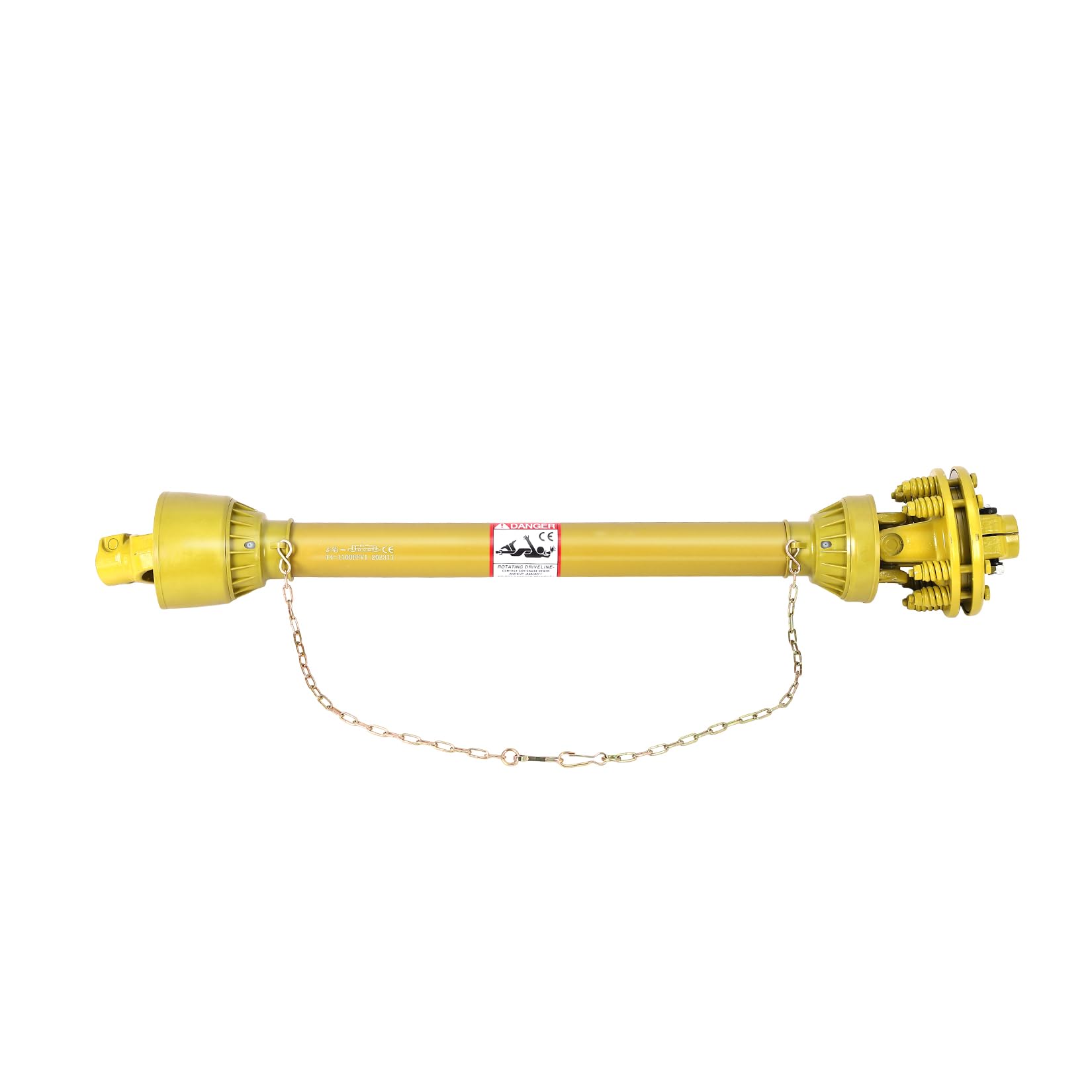 Arbre de transmission de prise de force Garvee 1-3/8 po x 6 dents avec accouplement coulissant pour tracteur et tondeuse, longueur réglable, tube de protection en acier 20CrMnTi Q345