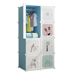 Garvee Organisateur de garde-robe modulaire pour enfants, 8 cubes, à monter soi-même, bleu, 75 x 47 x 147 cm, pour chambre et couloir, gain de place, polyvalent