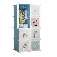 Garvee Organisateur de garde-robe modulaire pour enfants, 8 cubes, à monter soi-même, bleu, 75 x 47 x 147 cm, pour chambre et couloir, gain de place, polyvalent