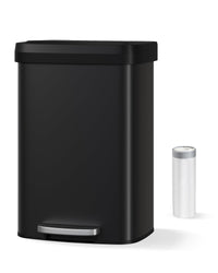 Poubelle métallique Garvee 50 L (13 gal) avec couvercle à fermeture douce, noire, pour la cuisine et le bureau, antirouille, compacte