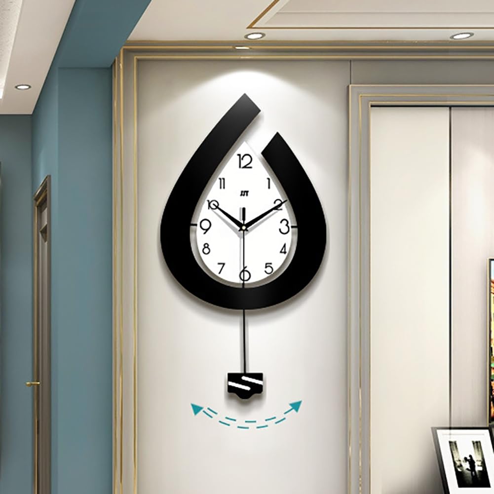 Horloge murale moderne Garvee, à piles, en forme de goutte d'eau, pour salon, chambre, cuisine, bureau, 39 x 73 cm, élégante
