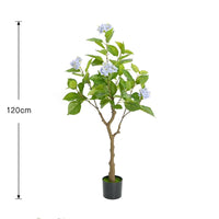 Hortensia artificiel Garvee de 120 cm avec pot moderne pour la décoration intérieure du salon ou du bureau. Réaliste, facile d'entretien, en plastique vert.