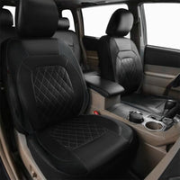 Ensemble de 9 housses de siège auto Garvee, imperméables et antidérapantes, en cuir PU, universelles pour voiture, camion et SUV, noires.