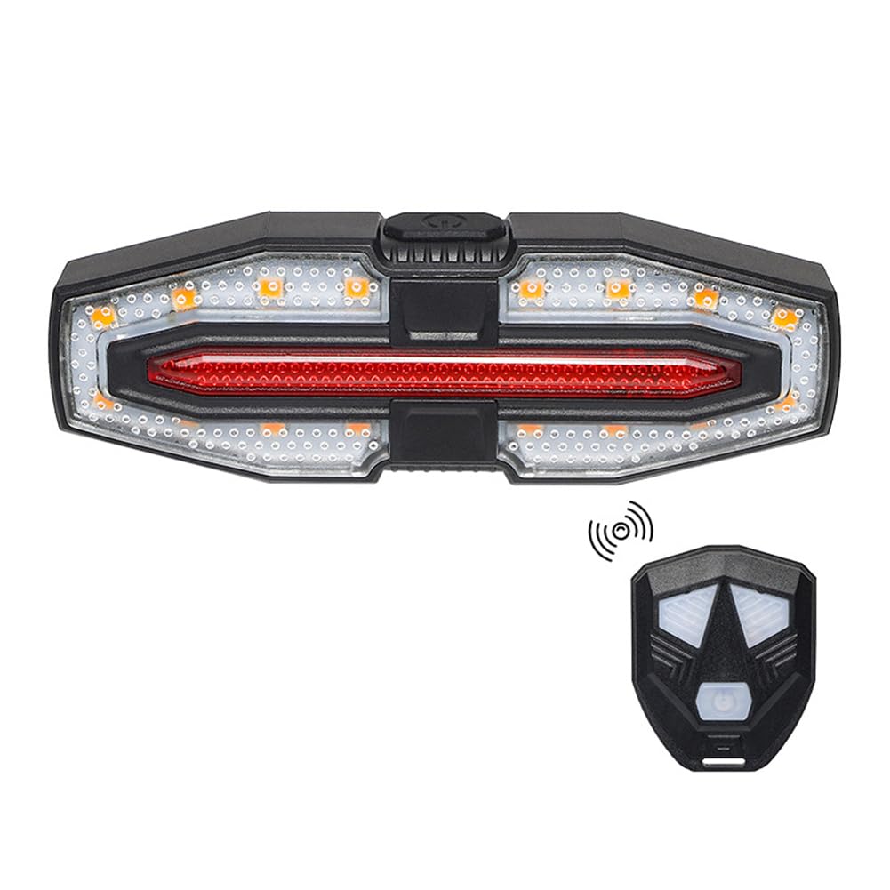 Feu arrière de vélo Garvee avec clignotants et feu stop, alarme antivol rechargeable sans fil, noir, pour le cyclisme urbain avec télécommande