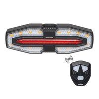 Feu arrière de vélo Garvee avec clignotants et feu stop, alarme antivol rechargeable sans fil, noir, pour le cyclisme urbain avec télécommande