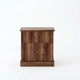 Garvee Table De Nuit Avec Tiroir Bois Massif, Design Cannelé, Robuste Et Durable, Style Milieu Du Siècle, Chambre À Coucher - Marron