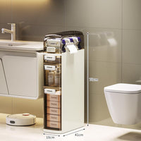 Meuble de salle de bain Garvee à 4 niveaux, étroit, avec tiroirs transparents et roulettes, pour salle de bain et cuisine. Gain de place, étanche, ABS et PP, argent.