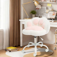 Chaise de coiffeuse Garvee à roulettes, pivotante à 360°, réglable en hauteur, coussin moelleux, structure en métal, dossier en forme de patte de chat, confortable et stable, grise, idéale pour le bureau et la chambre.