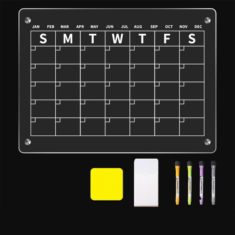 Calendrier magnétique Garvee en acrylique transparent pour réfrigérateur, réutilisable, pour bureau, maison et école, lot B