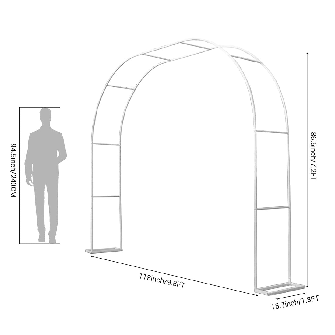 Arche de jardin Garvee en métal, 3 m x 2,2 m, acier galvanisé antirouille, style vintage, idéale pour mariages et garden-parties.