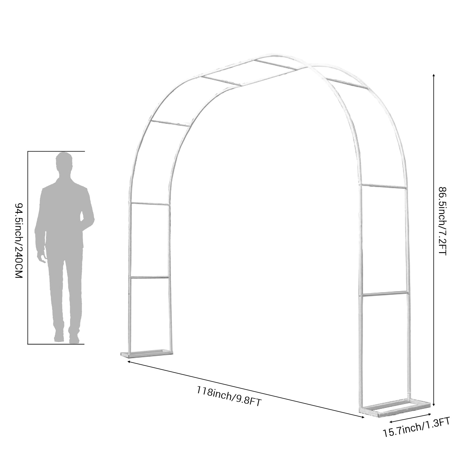 Arche de jardin Garvee en métal, 3 m x 2,2 m, acier galvanisé antirouille, style vintage, idéale pour mariages et garden-parties.