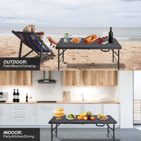 Garvee Table pliante 120 cm, robuste, réglable, en plastique, pieds antidérapants, portable, imperméable, pour intérieure/extérieure, blanche