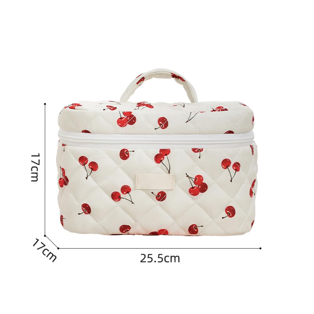 Garvee Trousse de maquillage 3 pièces (L+M+S) Petite trousse cosmétique pour femme, idéale pour les voyages et les activités de plein air, motif floral rose, Cerise