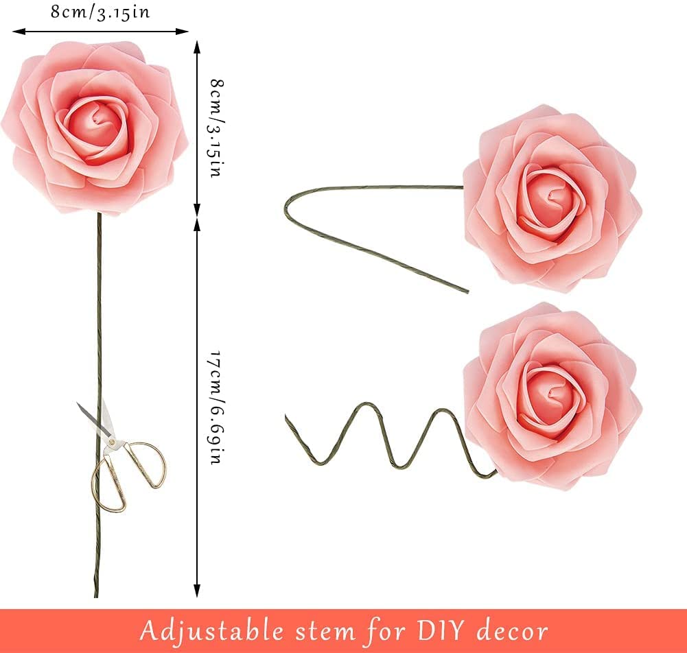 Garvee roses artificielles , lot de 25, fleurs en mousse, roses, pour décorations de mariage à faire soi-même, couleurs éclatantes, durables et polyvalentes