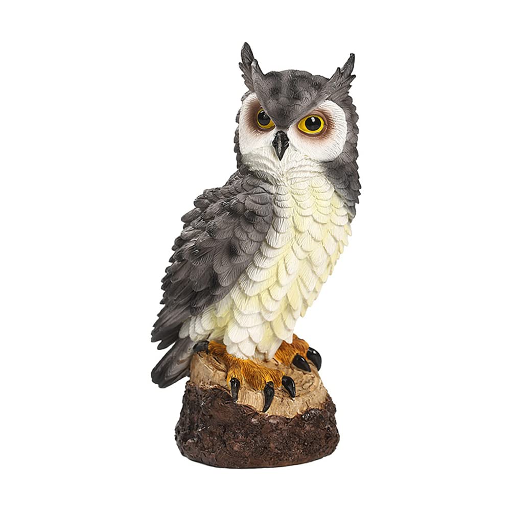 Garvee Hibou effaroucheur anti-oiseaux en plastique, statue réaliste légère et durable, décoration de jardin extérieur pour protéger balcons, potagers et terrasses.