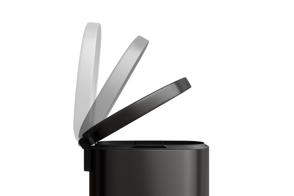 Ensemble de poubelles métalliques Garvee 13 gal et 2,6 gal, antirouille, à pédale, pour cuisine et salle de bain, noires, compactes