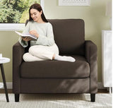 Garvee Fauteuil rembourré 1 place avec accoudoirs et coussins pour salon et bureau 86cm blanc confort ergonomique teddy durable - Marron