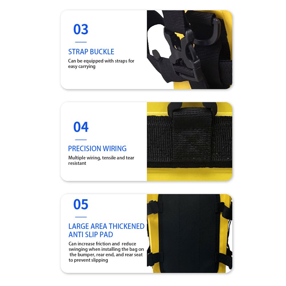 Sacoche moto Garvee avec barre de protection, étanche IPX6, 8 L, jaune, pour cadres de moto et utilisation tout-terrain
