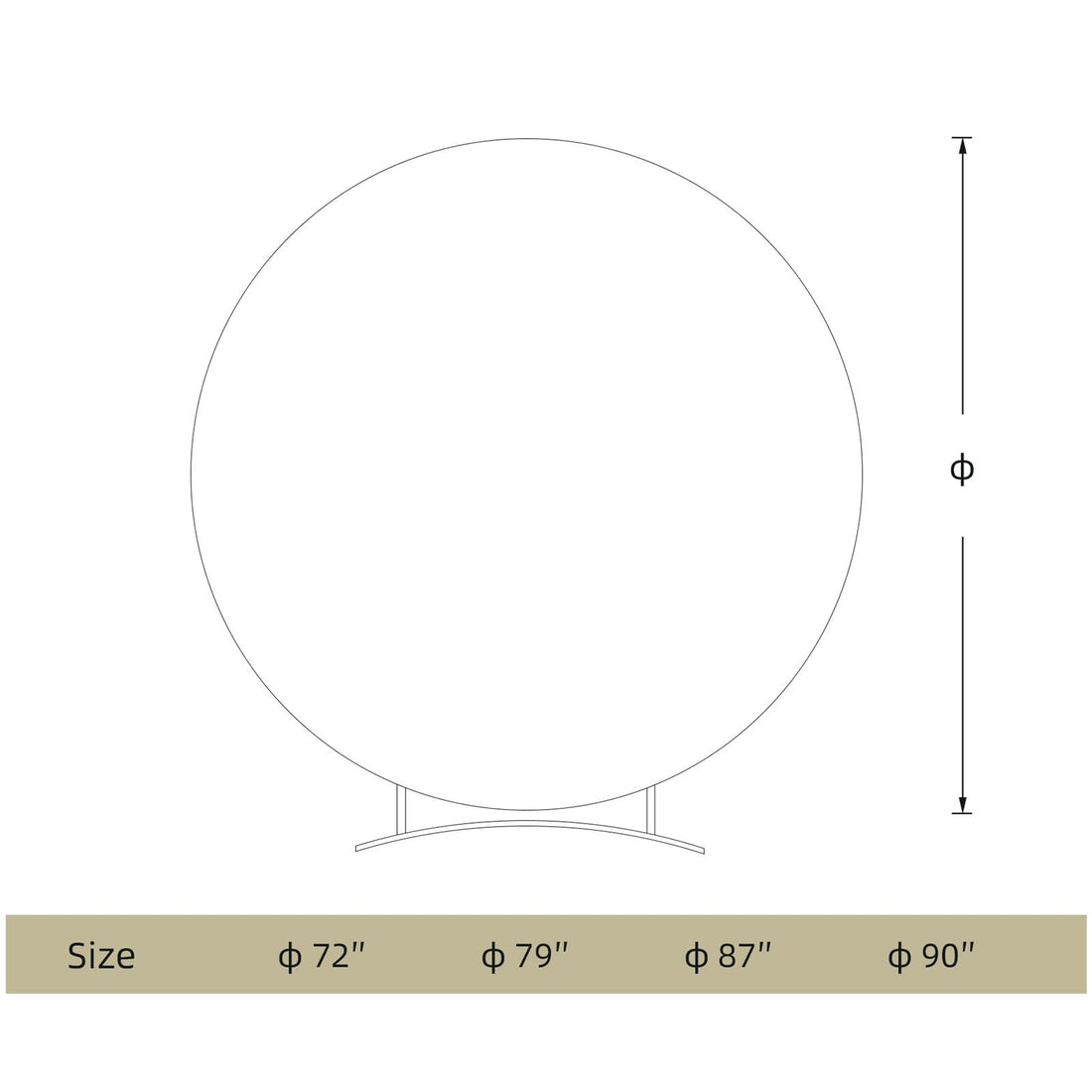 Arche ronde Garvee en polyester noir de 1,98 m (6,5 pi) pour la décoration de mariages et de fêtes