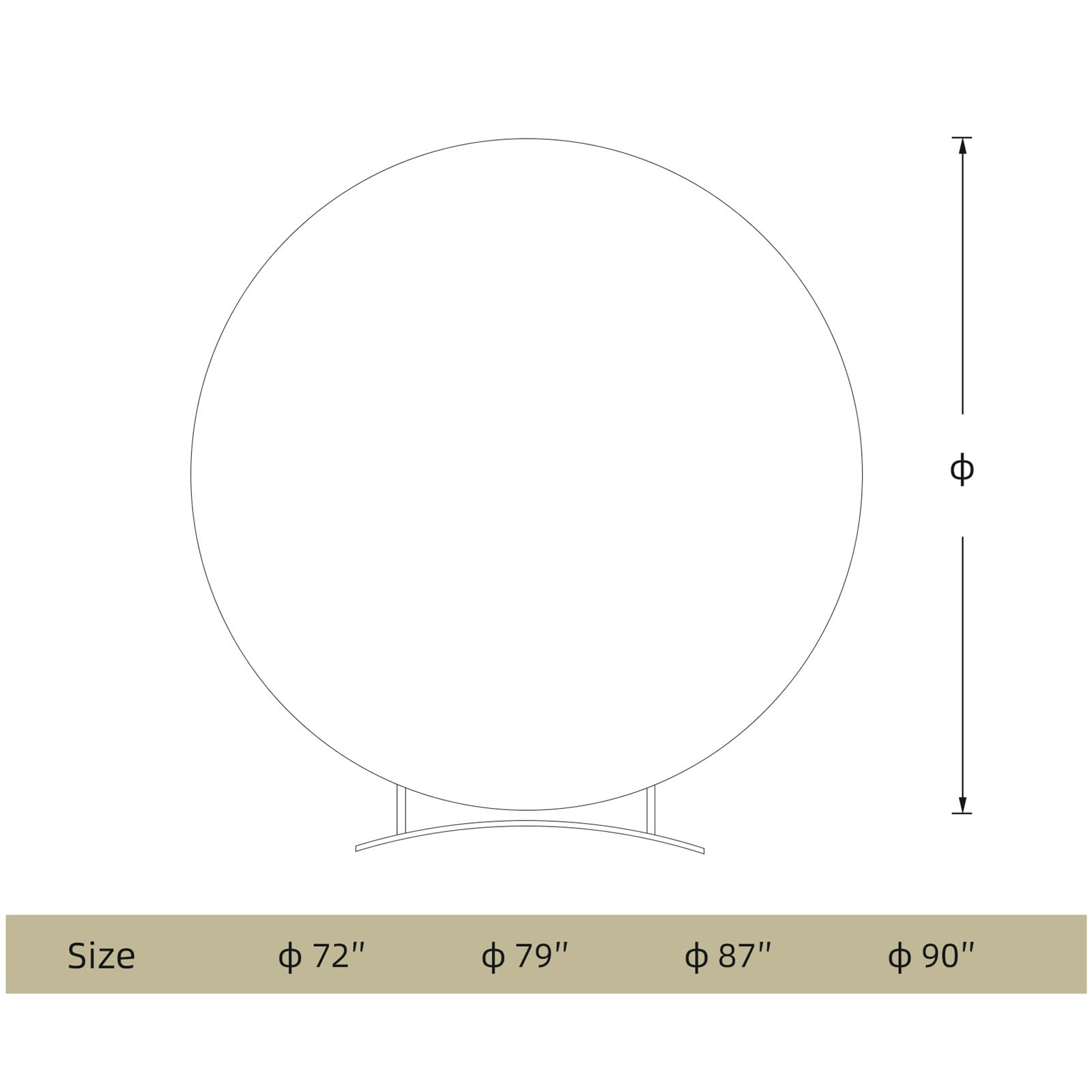 Arche ronde Garvee en polyester avec fermeture éclair et bande élastique, idéale pour la décoration de mariages et de fêtes (1,83 m, noir).