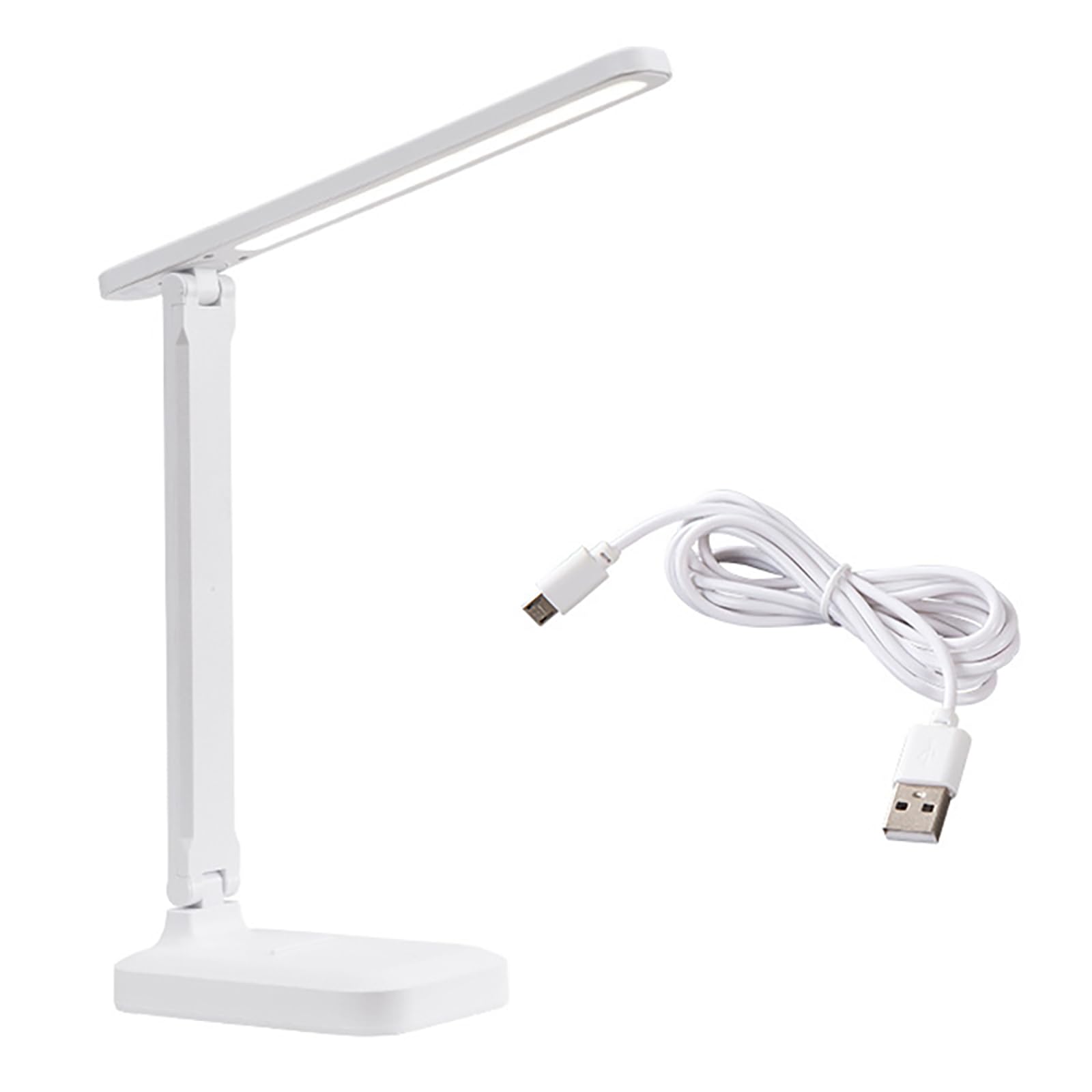 Lampe de bureau LED Garvee, 3 niveaux de luminosité réglables, protection des yeux, chargement USB, portable, pliable, lampe de chevet, blanche