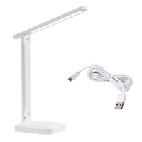 Lampe de bureau LED Garvee, 3 niveaux de luminosité réglables, protection des yeux, chargement USB, portable, pliable, lampe de chevet, blanche
