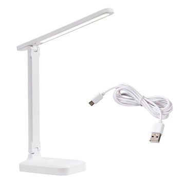 Lampe de bureau LED Garvee, 3 niveaux de luminosité réglables, protection des yeux, chargement USB, portable, pliable, lampe de chevet, blanche