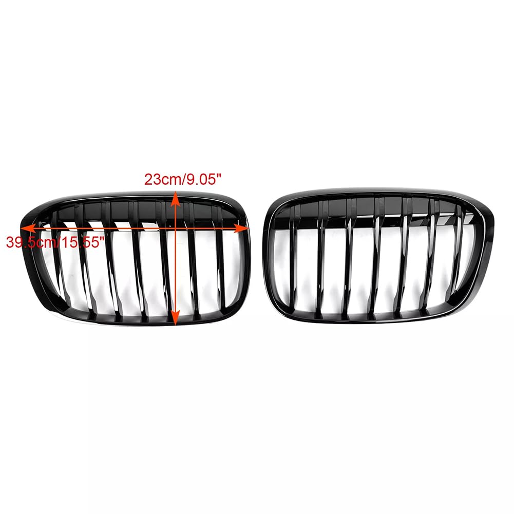 Calandre avant Garvee pour BMW X1 F48 F49 (2016-2018), à une seule lamelle, en plastique ABS noir, style automobile