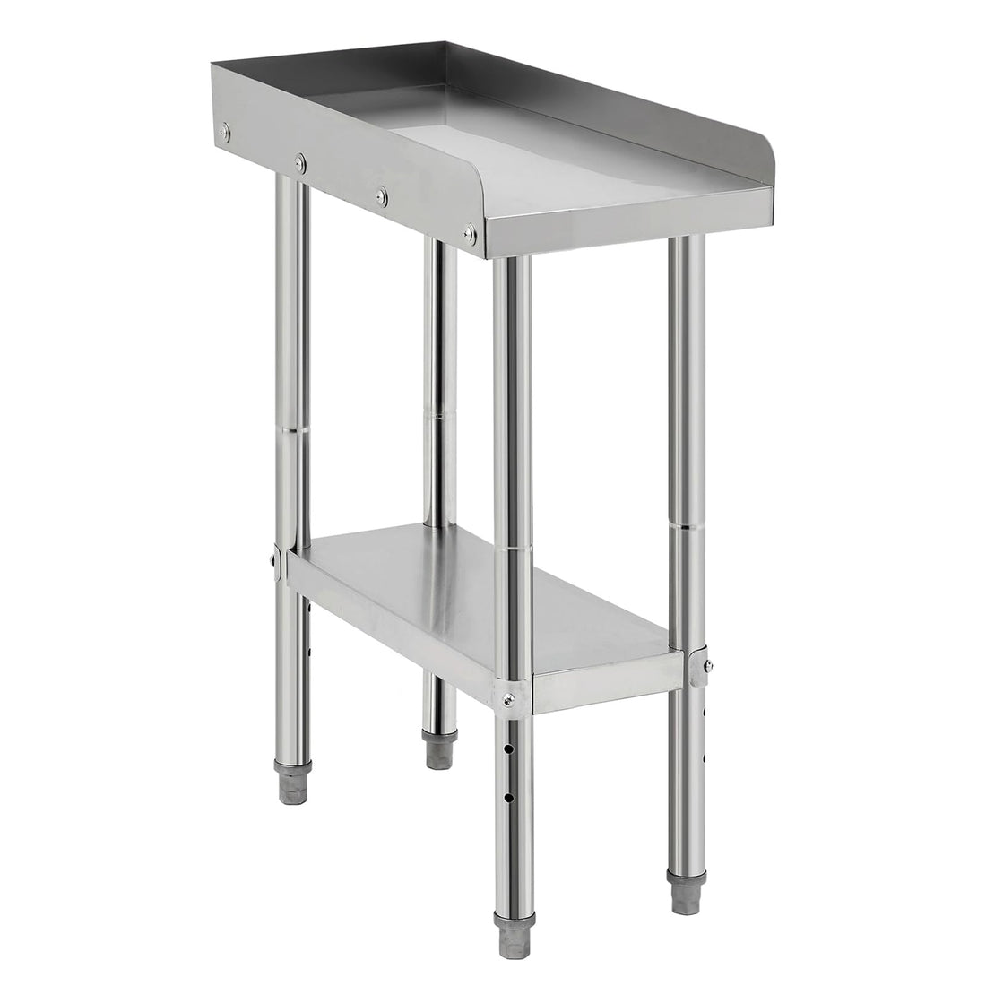 Table de cuisson Garvee en acier inoxydable 30,5 x 61 x 76 cm avec rebord de 5 cm et roulettes verrouillables pour la cuisine et le barbecue, capacité de charge de 300 kg, certifiée NSF, construction robuste, argent