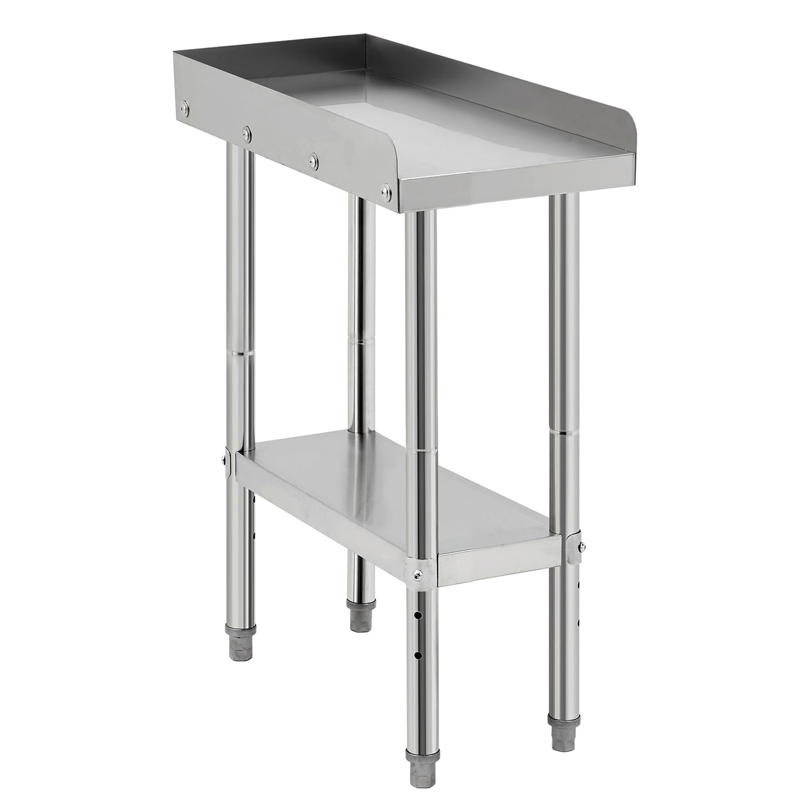 Table de cuisson Garvee en acier inoxydable 30,5 x 61 x 76 cm avec rebord de 5 cm et roulettes verrouillables pour la cuisine et le barbecue, capacité de charge de 300 kg, certifiée NSF, construction robuste, argent