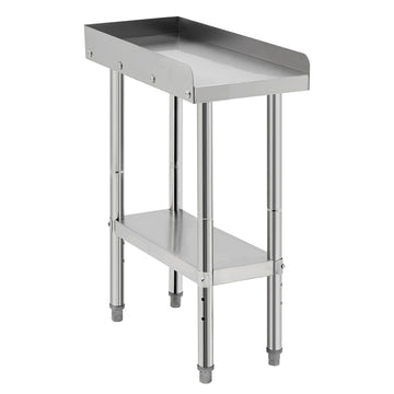 Table de cuisson Garvee en acier inoxydable 30,5 x 61 x 76 cm avec rebord de 5 cm et roulettes verrouillables pour la cuisine et le barbecue, capacité de charge de 300 kg, certifiée NSF, construction robuste, argent