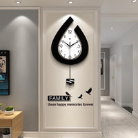Horloge murale moderne Garvee, à piles, en forme de goutte d'eau, pour salon, chambre, cuisine, bureau, 39 x 73 cm, élégante
