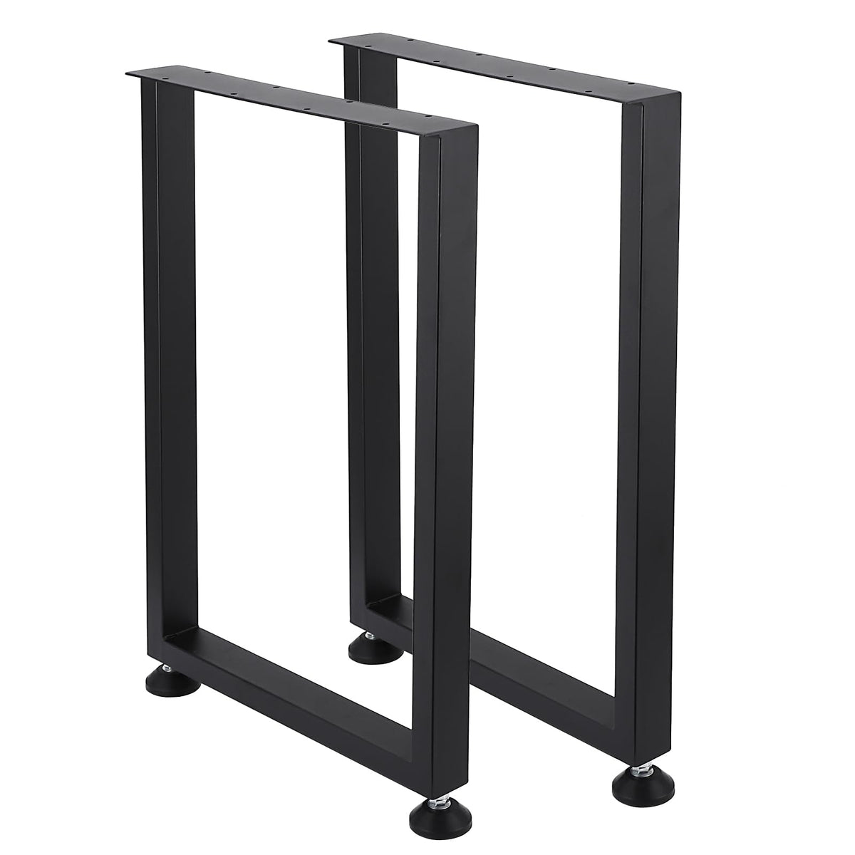 Pieds de table carrés en métal Garvee 28" réglables, robustes, revêtement en poudre noir, pour salle à manger et bureau