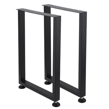 Pieds de table carrés en métal Garvee 28" réglables, robustes, revêtement en poudre noir, pour salle à manger et bureau