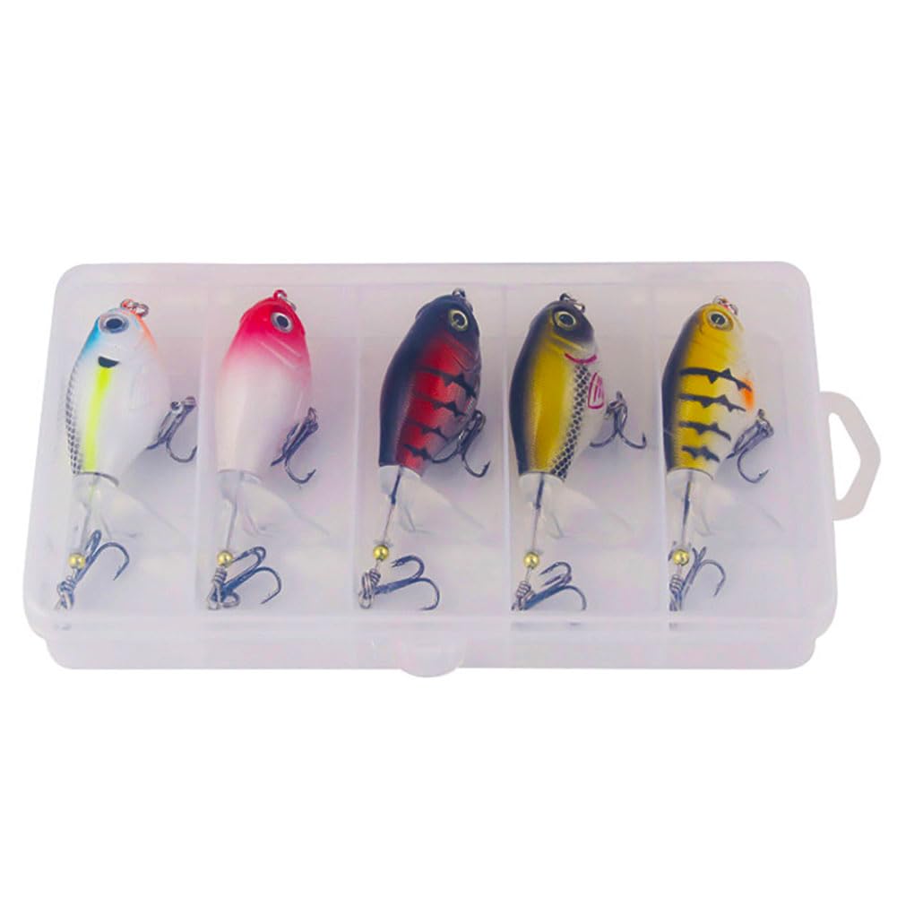 Ensemble de 5 leurres de surface Garvee, hameçons BKK, poppers pour eau douce et eau salée, 8 cm, 11,5 g, queue rotative