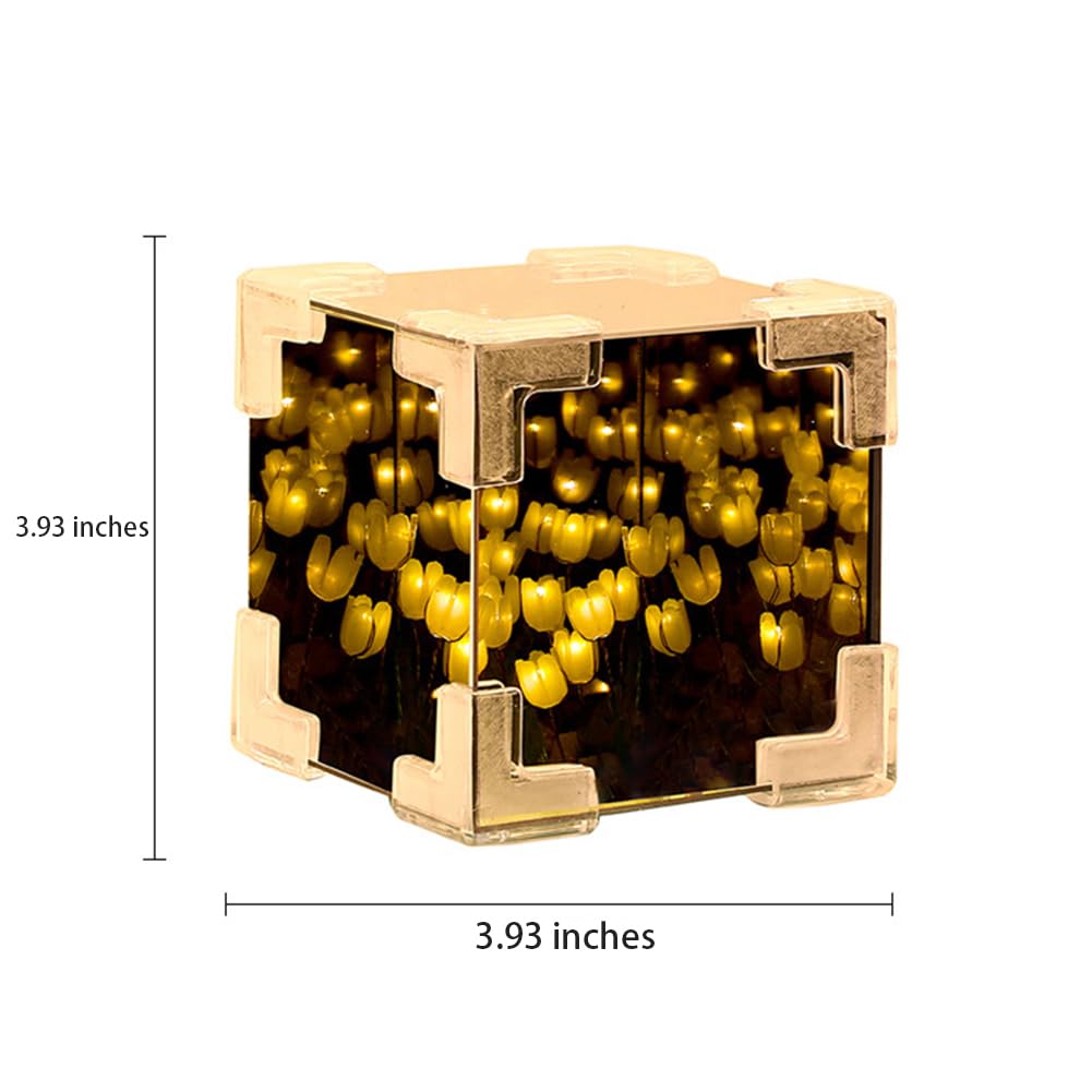 Lampe de nuit Garvee Tulipanowa, lampe de table carrée à motif floral, à faire soi-même, cadeau pour chambre de femme ou de fille.