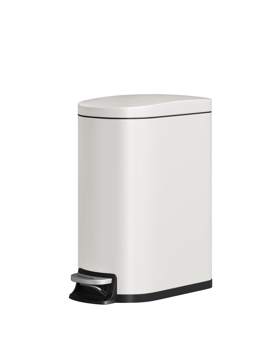 Poubelle de cuisine Garvee 50 L (13 gal) en métal avec couvercle, antirouille, fermeture amortie, idéale pour les petites cuisines, blanche, compacte, avec poignée