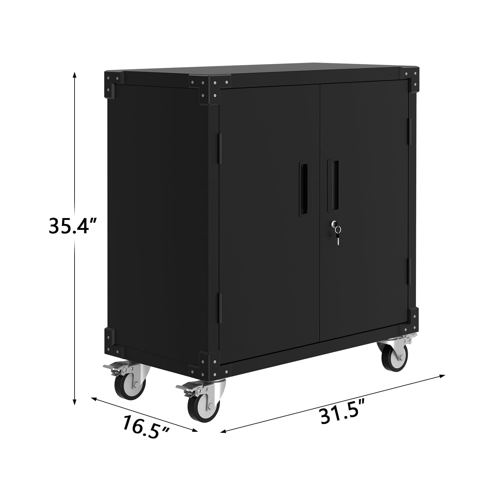 Armoire à outils roulante Garvee en métal avec 2 étagères réglables et panneau perforé pour atelier - Noire - Mobile et organisée