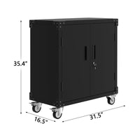 Armoire à outils roulante Garvee en métal avec 2 étagères réglables et panneau perforé pour atelier - Noire - Mobile et organisée