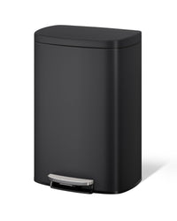 Poubelle de cuisine Garvee en métal, 50 L (13 gal), avec couvercle à fermeture douce et seau intérieur, pour îlot de cuisine, noire et ergonomique.