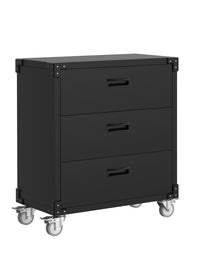 Garvee armoire à outils 3 tiroirs sur roulettes, 80 × 42 cm, revêtement noir en poudre