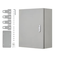 Boîte électrique extérieure Garvee 24" x 16" x 10" NEMA 4X Acier IP67 Étanche à l'eau et à la poussière Verrouillable Pour usage intérieur et extérieur, plaque de montage, 2 clés