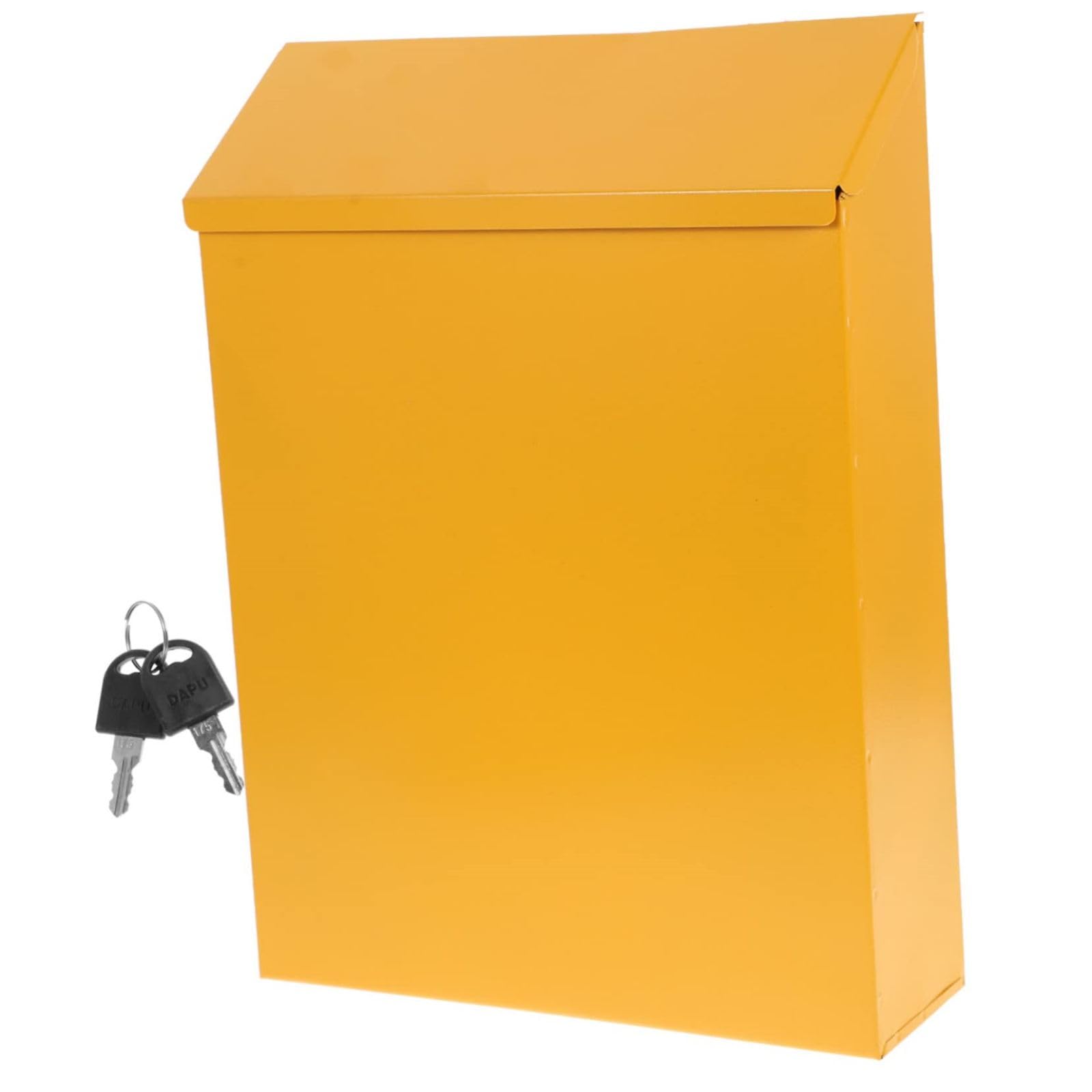 Boîte aux lettres Garvee avec serrure à clé, en métal, murale, pour porte d'entrée, bureau, extérieur, 21,5 x 6 x 29 cm, jaune